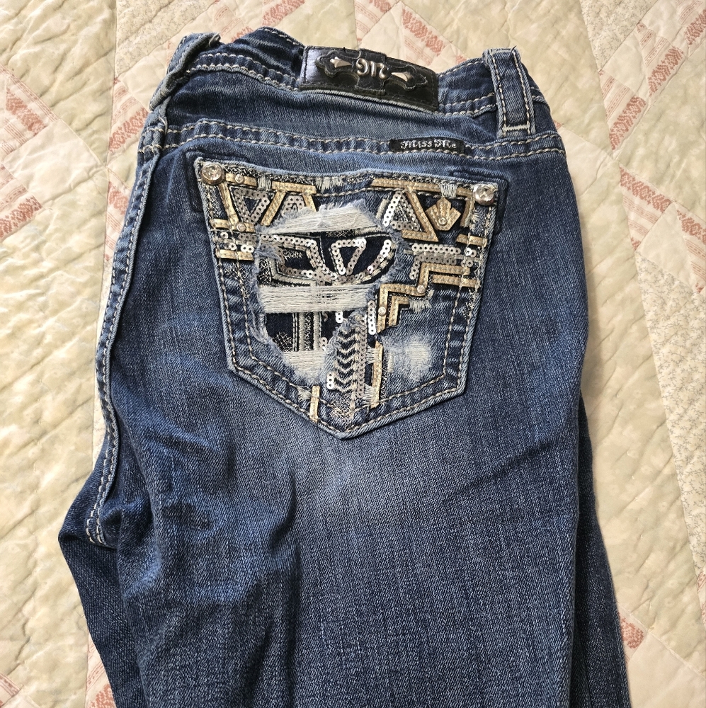 Stylish Blue Jeans with Sequin Detail